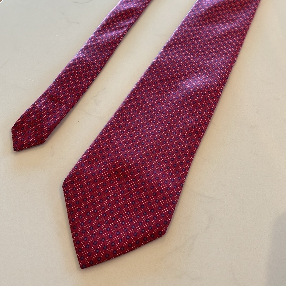 Christian Dior Geometric Silk Necktie Red